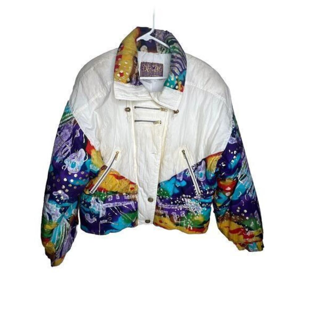 Vintage Retro 1980s East West Jacket Coat Colorful Ski Winter Size Large